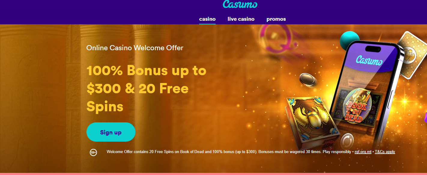 Casumo Casino’s Exclusive Offer: 100% Bonus up to €300 + 20 Free Spins!
